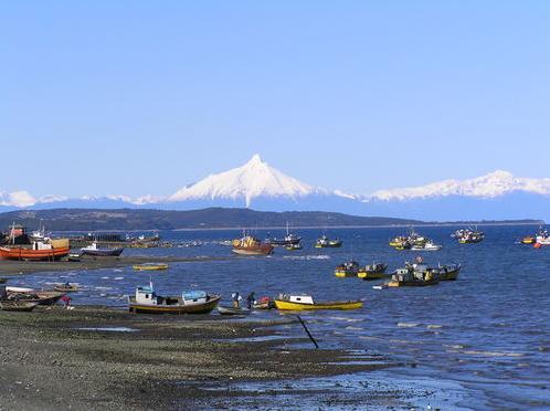 Fishing boats in Quellón, Chile.